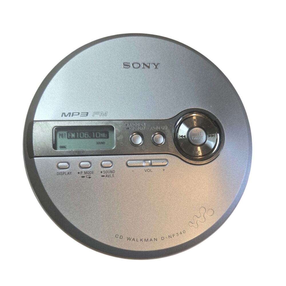 Sony D-NF340 CD Walkman MP3 FM Radio Portable CD Player Tested Working Silver